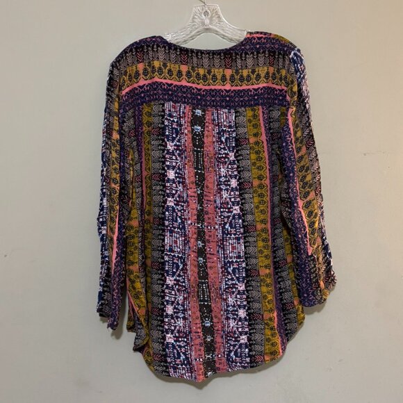 Nine West Jeans Multicolor Button Down Boho Print Blouse Top – Size XL - Picture 2 of 5